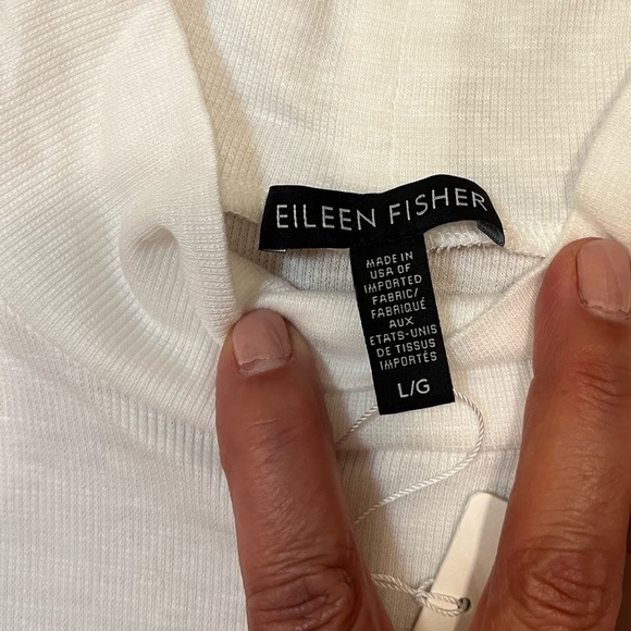 NWT Eileen Fisher Micro Tencel Rib Stretch White Long Sleeve Mock Turtleneck Top - Picture 6 of 13